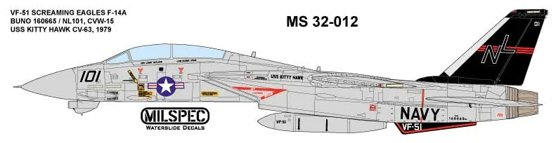 CAM Decals MILSPEC MS 32-012 decaly 1/32 F-14A VF-51