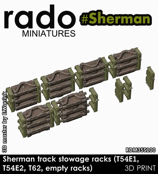 Rado Miniatures 35S100 držáky pásů 1/35 Sherman T54E1