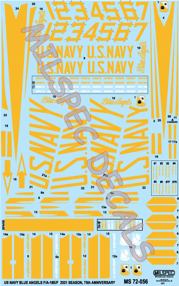 CAM Decals MILSPEC MS 72-056 obtisky 1/72 F/A-18 Blue Angels