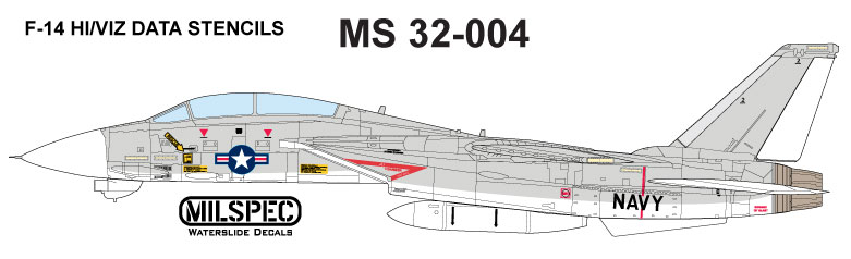 CAM Decals MILSPEC MS 32-004 obtisky 1/32 F-14A popisky