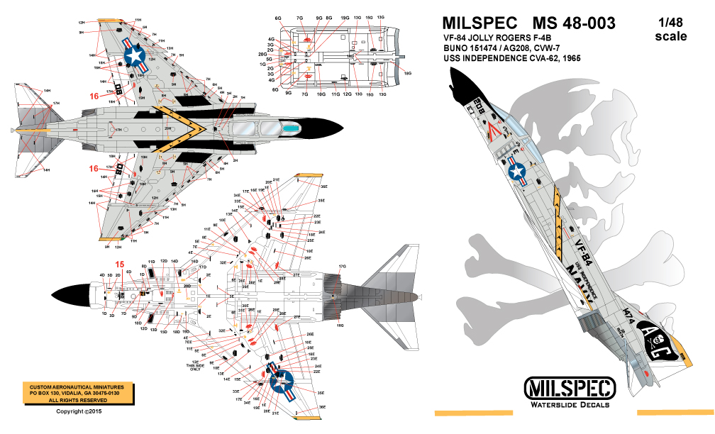 CAM Decals MILSPEC MS 48-003 obtisky 1/48 F-4B Phantom