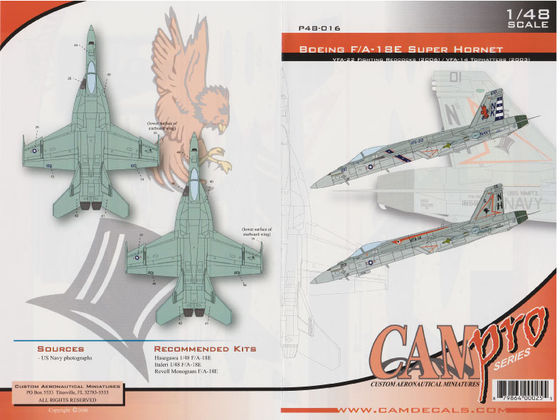 CAM Decals CAM PRO P48-016 decaly 1/48 F/A-18E VFA-14/22