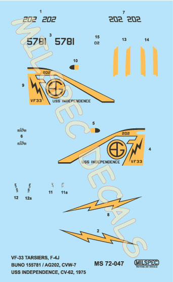 CAM Decals MILSPEC MS 72-047 obtisky 1/72 F-4J VF-33