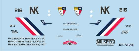 CAM Decals Milspec MS 72-018 obtisky 1/72 F-14A VF-2