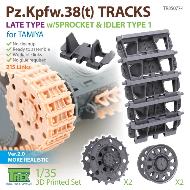 T-Rex Studio TR85077-1 pásy Pz.38(t) 1/35 pozdní Tamiya