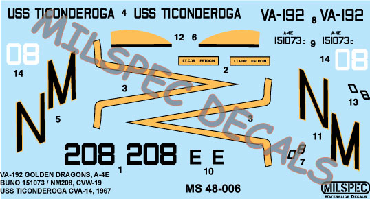 CAM Decals Milspec MS 48-006 obtisky 1/48 A-4E Skyhawk VA-192
