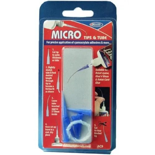 Deluxe Materials Micro Tips trysky na vteřinové lepidlo 6 ks přesné