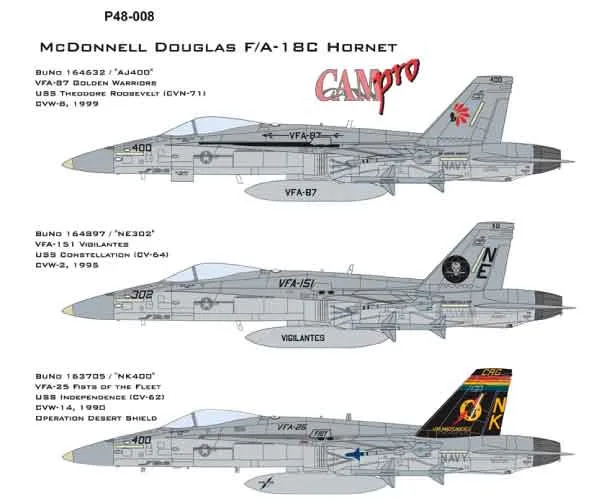 CAM Decals Cam Pro P48-008 obtisky 1/48 Hornet