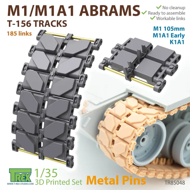 T-Rex Studio TR85048 pásy M1 Abrams T156 1/35 kovové čepy