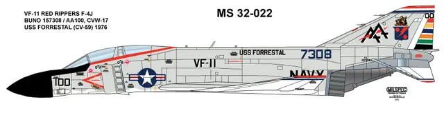 CAM Decals Milspec MS 32-022 obtisky 1/32 F-4J Phantom VF-11