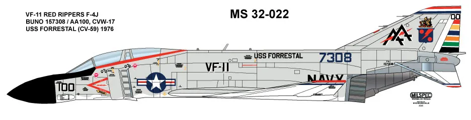 CAM Decals Milspec MS 32-022 obtisky 1/32 F-4J Phantom VF-11