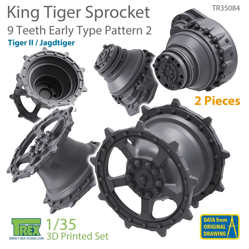 T-Rex Studio TR35084 hnací kola King Tiger 1/35 9zubá (2 ks)