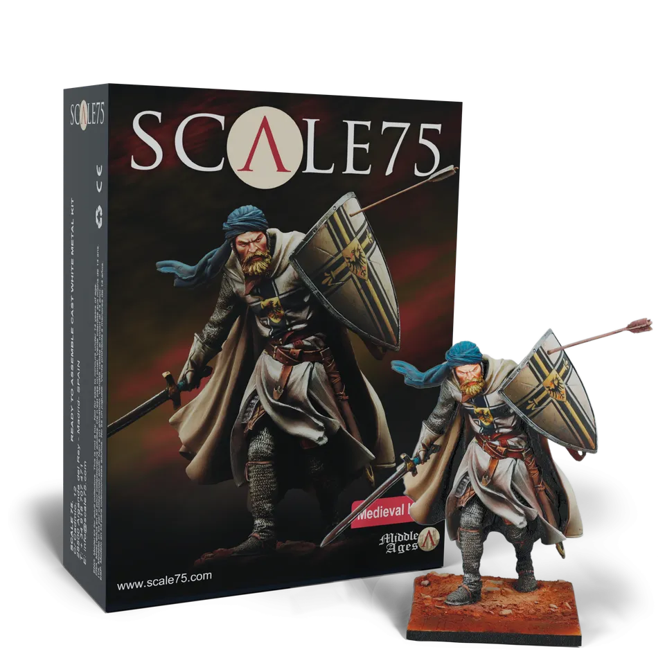 Scale75 Medieval Knight figurka 75 mm bílý kov