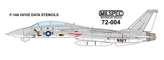 CAM Decals Milspec MS 72-004 obtisky 1/72 F-14A popisky