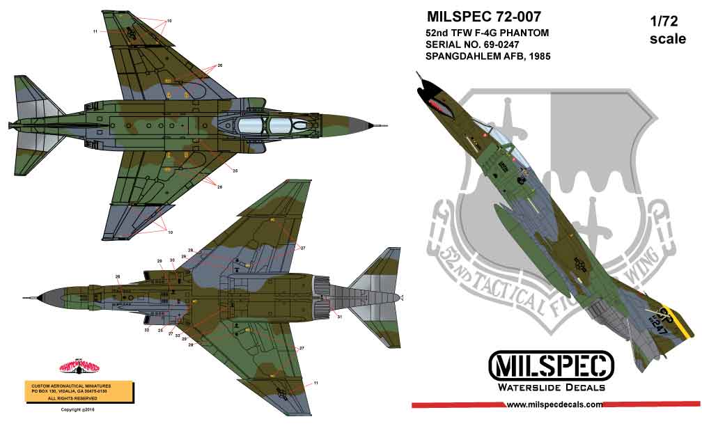 CAM Decals MILSPEC MS 72-007 obtisky 1/72 F-4G