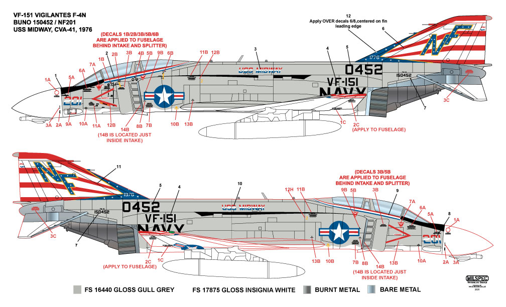 CAM Decals MILSPEC MS 48-023 obtisky 1/48 F-4N VF-151