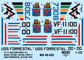 CAM Decals Milspec MS 48-022 obtisky 1/48 F-4J Phantom VF-11