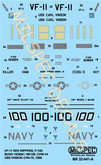 MILSPEC MS 32-041 obtisky 1/32 VF-11 F-14D