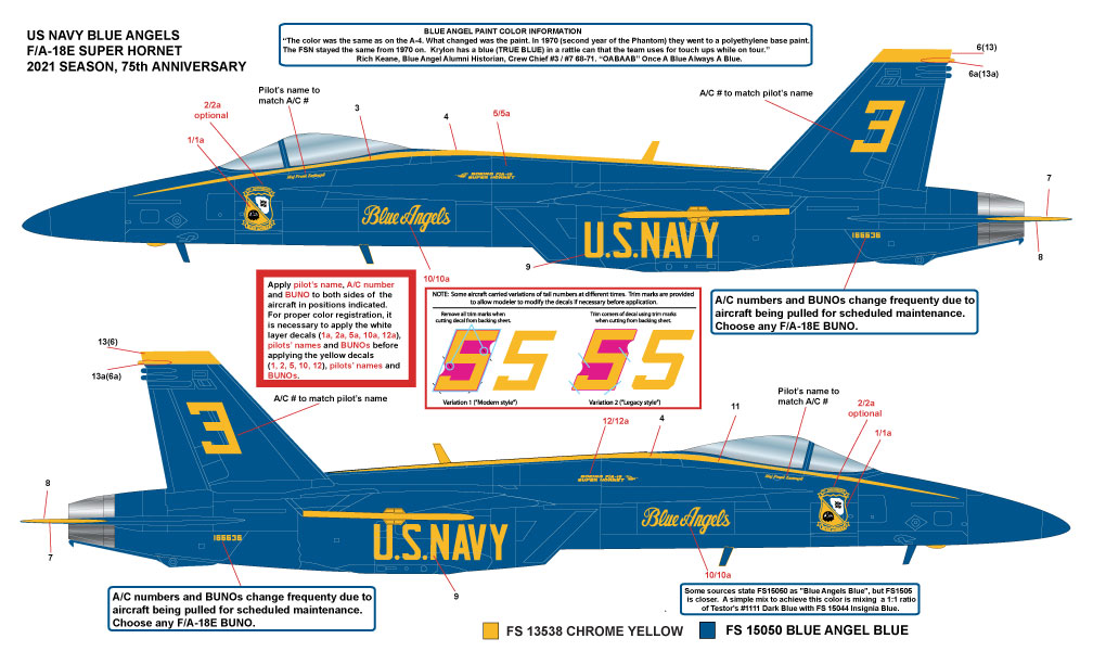CAM Decals MILSPEC MS 72-056 obtisky 1/72 F/A-18 Blue Angels