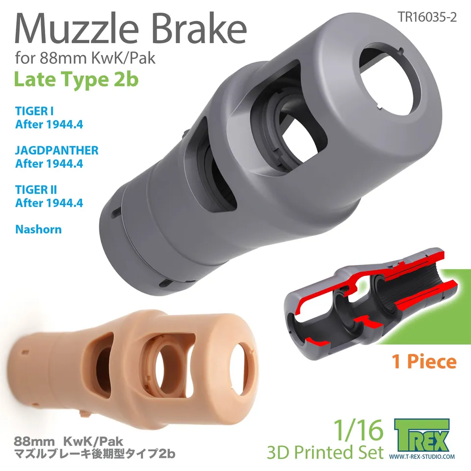 T-Rex Studio TR16035-2 úsťová brzda 1/16 88mm KwK/Pak