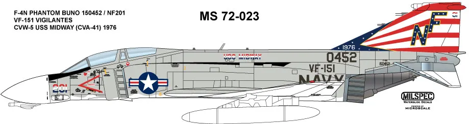 CAM Decals MILSPEC MS 72-023 obtisky 1/72 F-4N VF-151