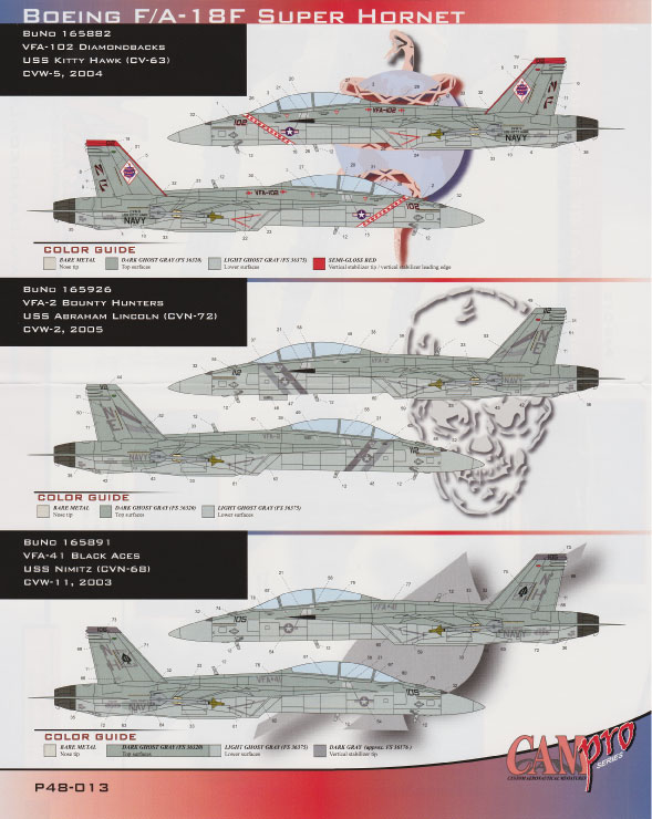 CAM Decals CAM PRO P48-013 obtisky 1/48 F/A-18F VFA-2/41/102