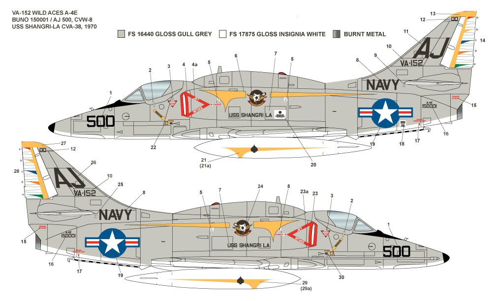 CAM Decals Milspec MS 72-020 obtisky 1/72 A-4E VA-152