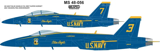 CAM Decals Milspec MS 48-056 obtisky 1/48 F/A-18 Blue Angels