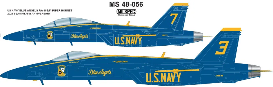 CAM Decals Milspec MS 48-056 obtisky 1/48 F/A-18 Blue Angels