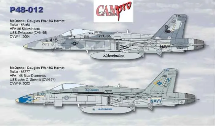 CAM Decals CAM PRO P48-012 obtisky 1/48 F/A-18C Hornet VFA-86