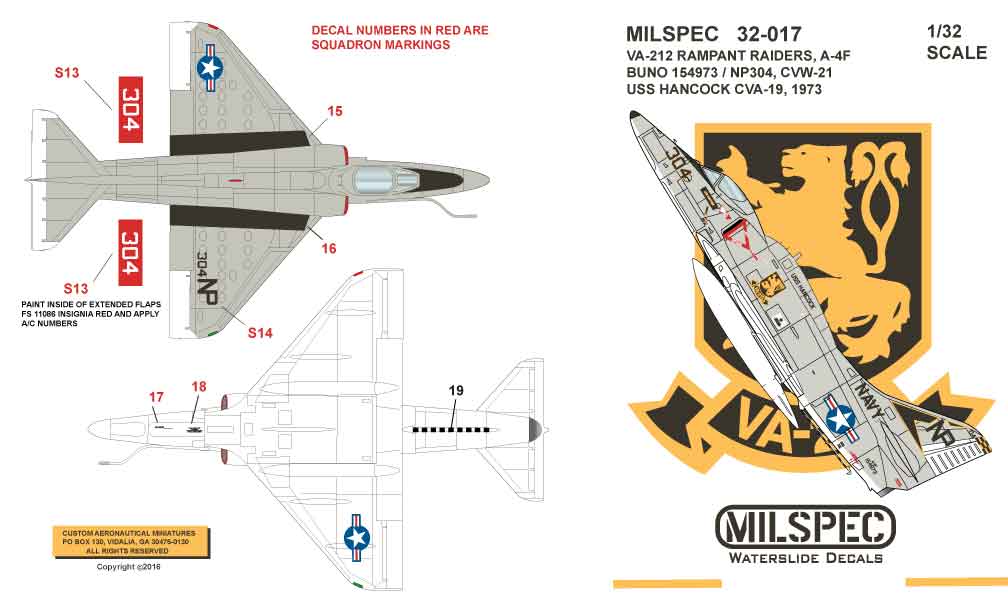 CAM Decals MILSPEC MS 32-017 obtisky 1/32 A-4F