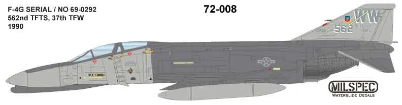 CAM Decals MILSPEC MS 72-008 obtisky 1/72 F-4G Phantom 562nd