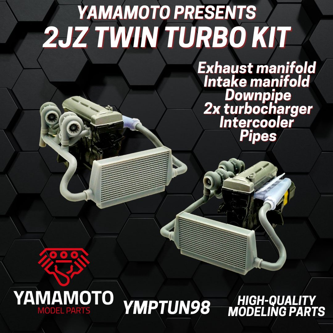 Yamamoto 2JZ Twin Turbo Kit pro Tamiya 24123 motorový kit 3D tisk