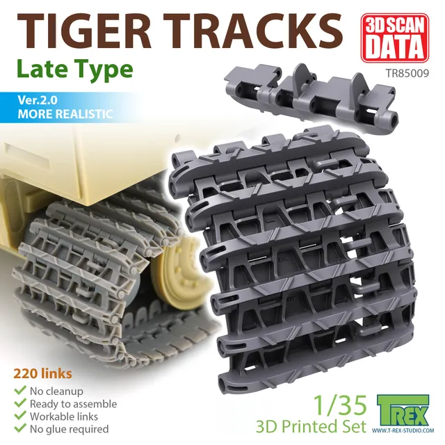 T-Rex Studio TR85009 Tiger Tracks Late Type Ver.2.0 pásy 1/35 3D tisk