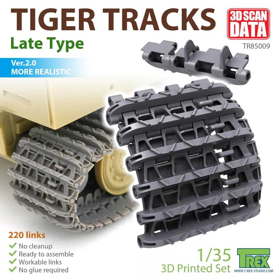 T-Rex Studio TR85009 Tiger Tracks Late Type Ver.2.0 pásy 1/35 3D tisk