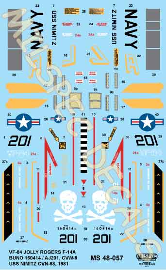 CAM Decals Milspec MS 48-057 obtisky 1/48 Jolly Rogers