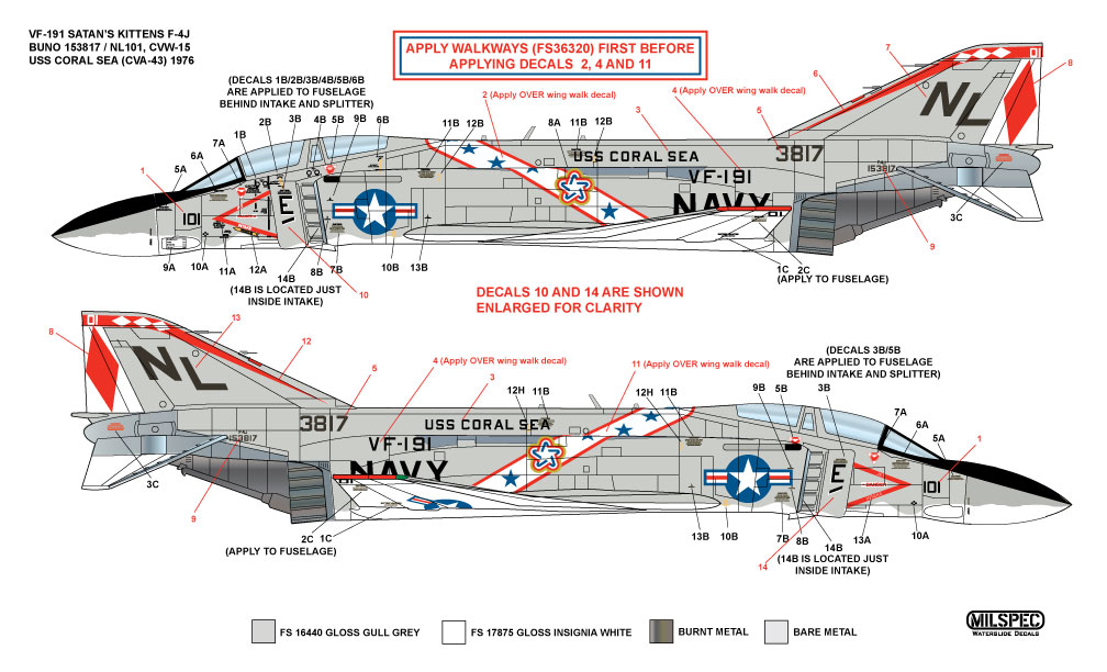 CAM Decals Milspec MS 72-049 obtisky 1/72 F-4J VF-191