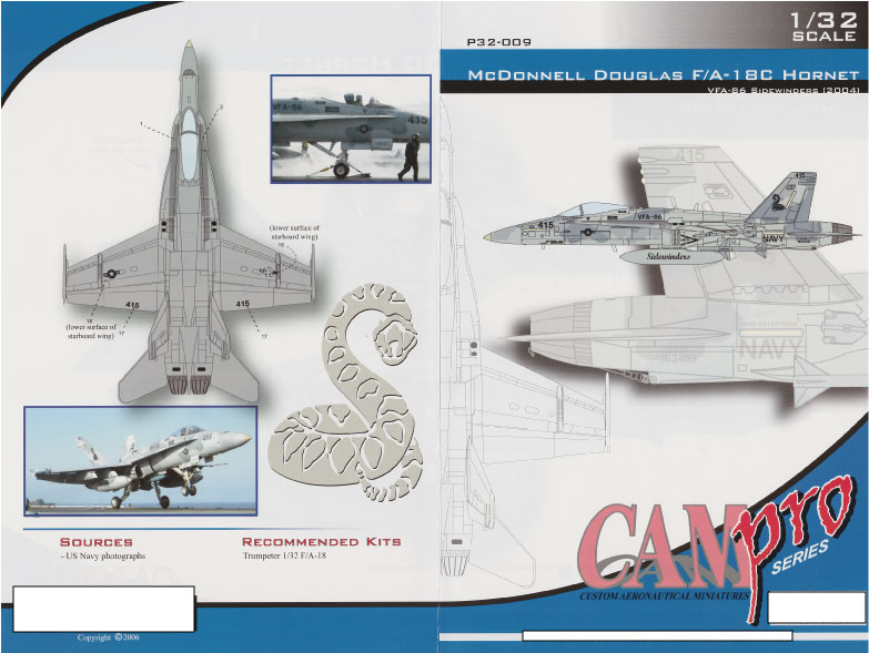CAM Decals Cam Pro P32-009 obtisky 1/32 F/A-18C VFA-86
