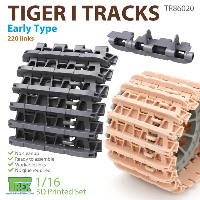 T-Rex Studio TR86020 Tiger I Tracks Early pásy 1/16 3D tisk