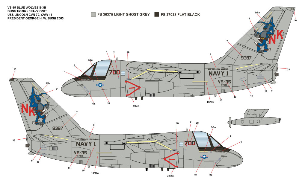 CAM Decals Milspec MS 48-015 obtisky 1/48 S-3B Navy One