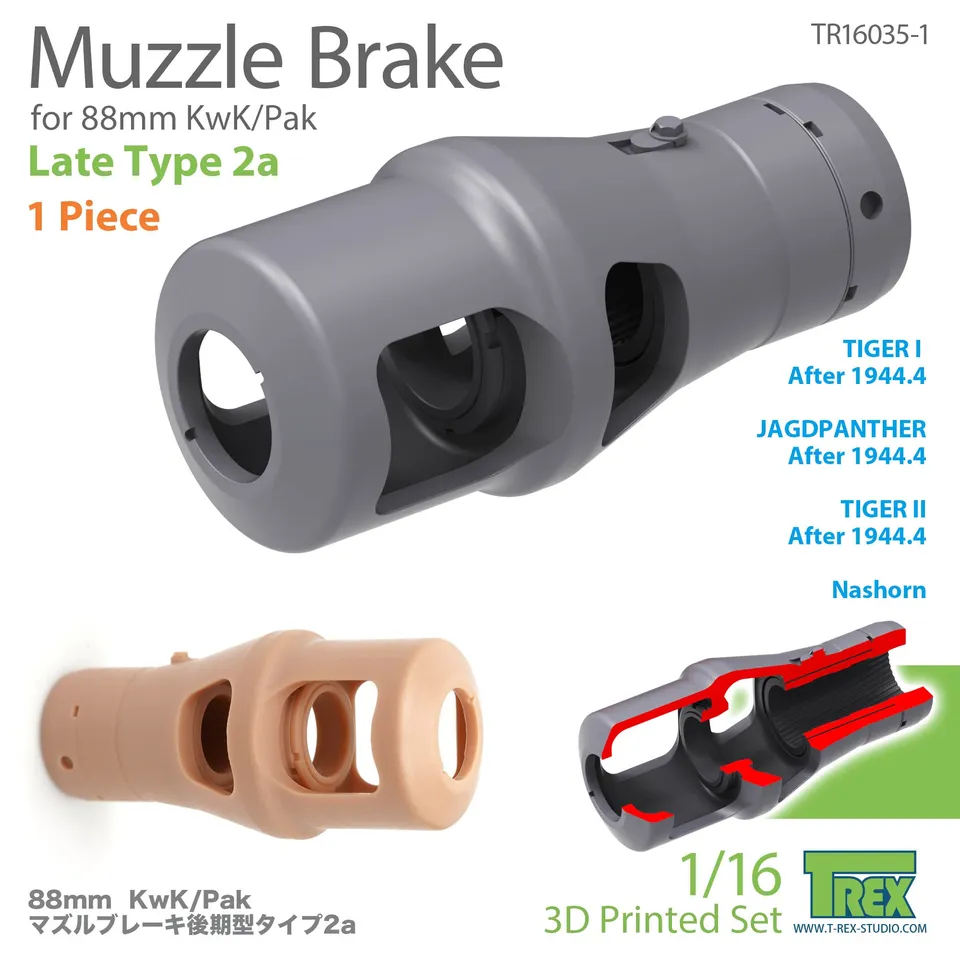 T-Rex Studio TR16035-1 úsťová brzda 88mm KwK Pak 1/16