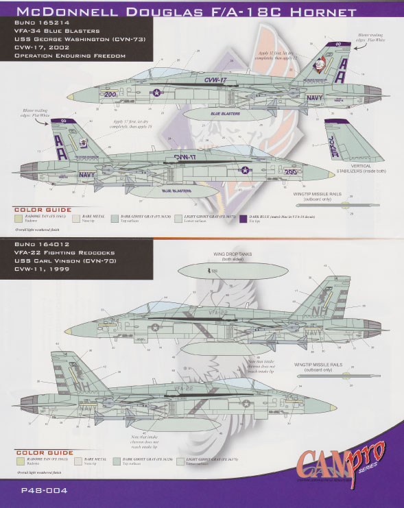 CAM PRO P48-004 obtisky 1/48 F/A-18C VFA-34
