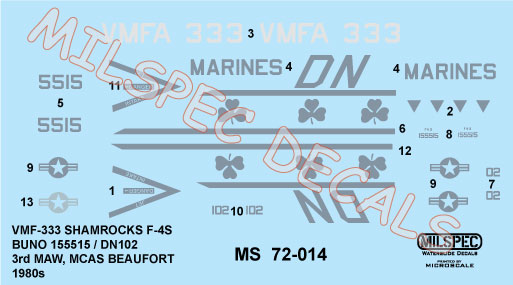 CAM Decals Milspec MS 72-014 obtisky 1/72 F-4S Phantom