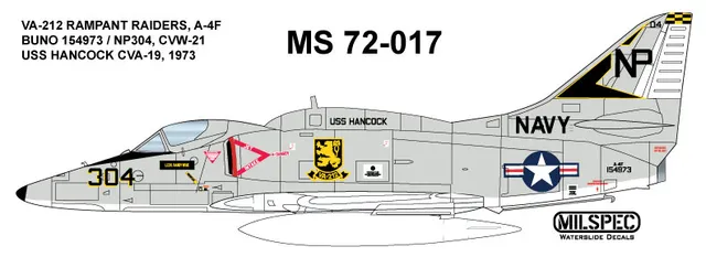 CAM Decals Milspec MS 72-017 obtisky 1/72 A-4F VA-212