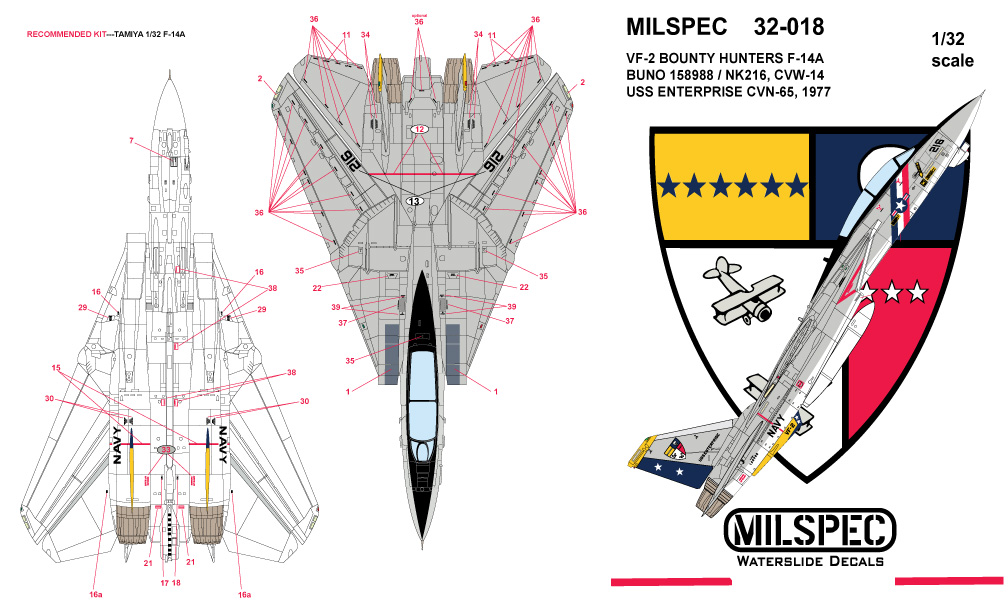 CAM Decals MILSPEC MS 32-018 obtisky 1/32 F-14A VF-2