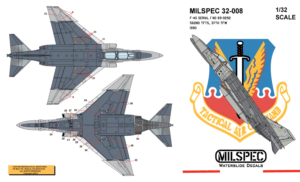 CAM Decals MILSPEC MS 32-008 obtisky 1/32 F-4G