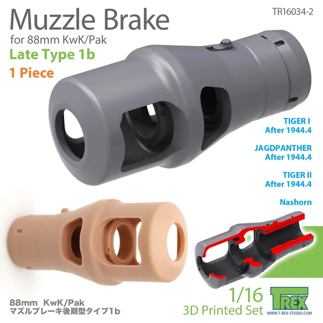 T-Rex Studio TR16034-2 úsťová brzda 88mm 1/16 KwK pozdní
