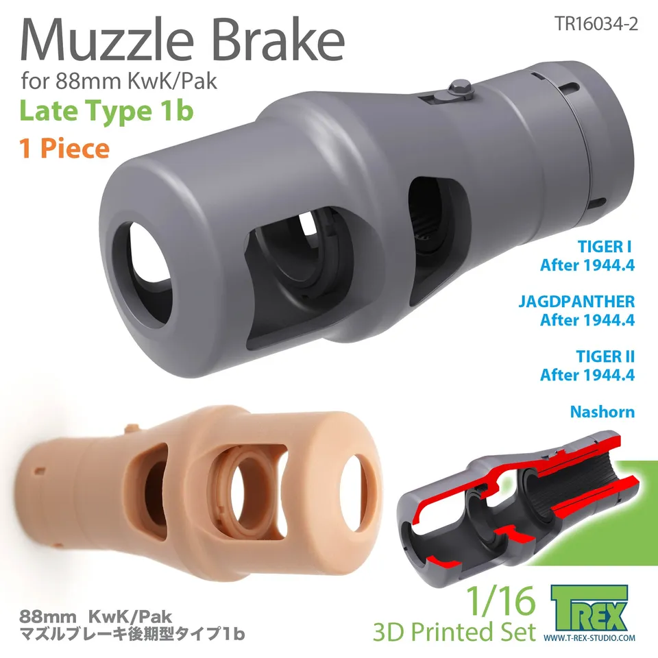 T-Rex Studio TR16034-2 úsťová brzda 88mm 1/16 KwK pozdní