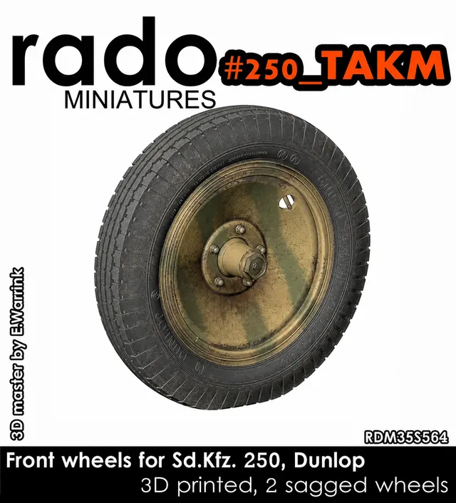 Rado Miniatures RDM35S64 přední kola 1/35 Sd.Kfz.250 Dunlop