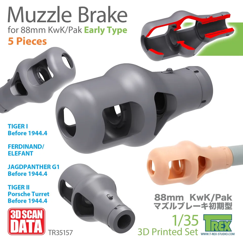 T-Rex Studio TR35157 úsťové brzdy 88mm KwK/Pak 1/35 rané